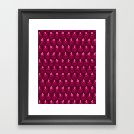 Pink vintage feather pattern Framed Art Print