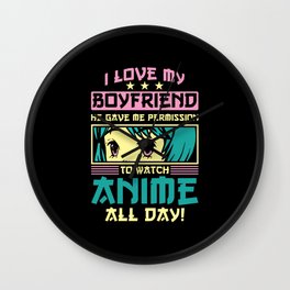 Anime boyfriend girlfriend watch anime all day Wall Clock