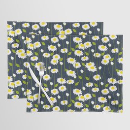 Cheerful Modern Daisy Flowers Navy Blue Placemat