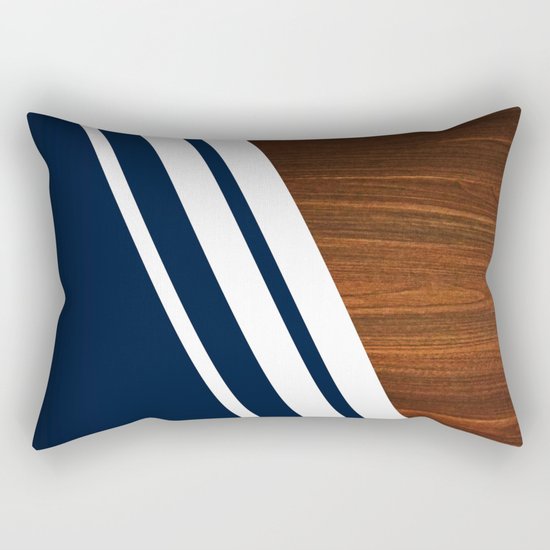 Wooden Navy Rectangular Pillow