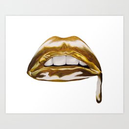 Golden Lips Art Print