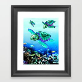 Sea Turtles Dance Framed Art Print