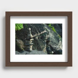 Zen Stones and Waterfall Recessed Framed Print