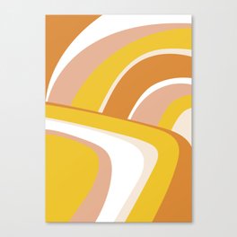 Retro Wavy Lines in Pink, Yellow and Orange Canvas Print