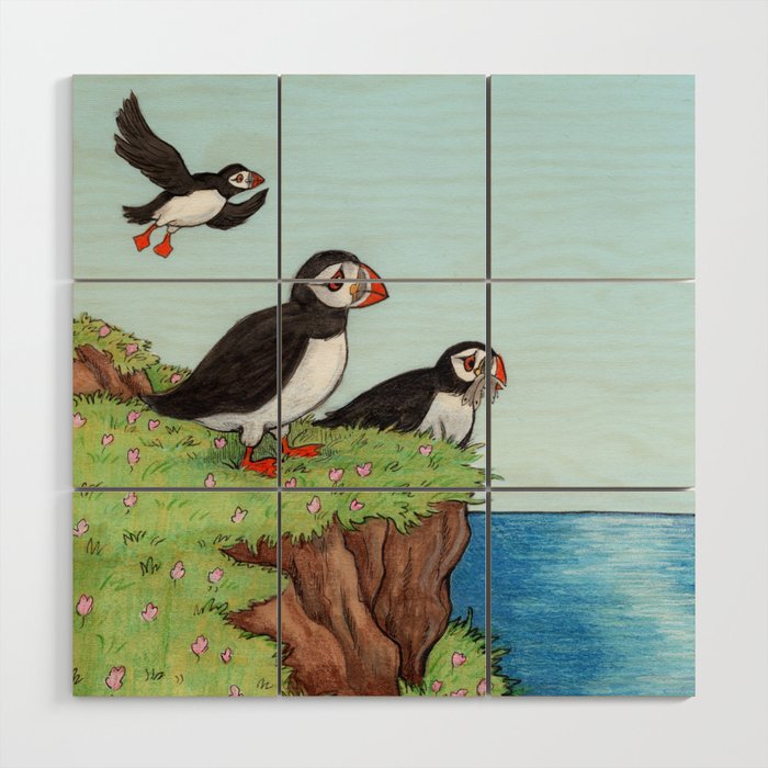 Puffins Wood Wall Art