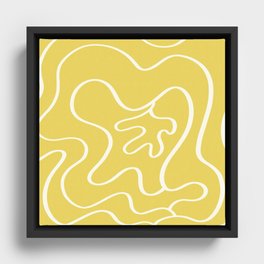Minimalist line yellow flower Framed Canvas