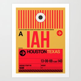 IAH Houston Luggage Tag 1 Art Print