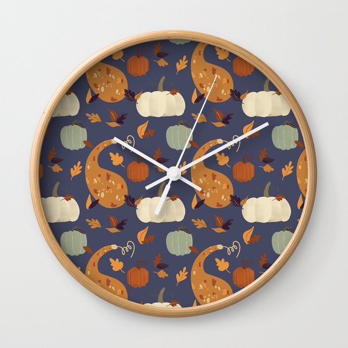 Gourds on Gourds on Gourds Navy and green Wall Clock