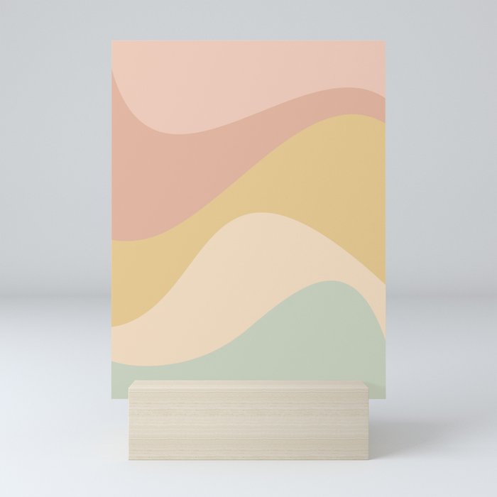 Abstract Color Waves - Neutral Pastel Mini Art Print