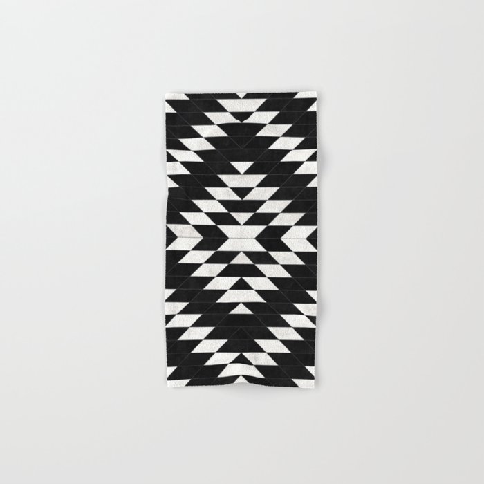 Urban Tribal Pattern No.14 - Aztec - Black Concrete Hand & Bath Towel