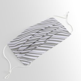 [ Thumbnail: Grey & Lavender Colored Striped Pattern Face Mask ]