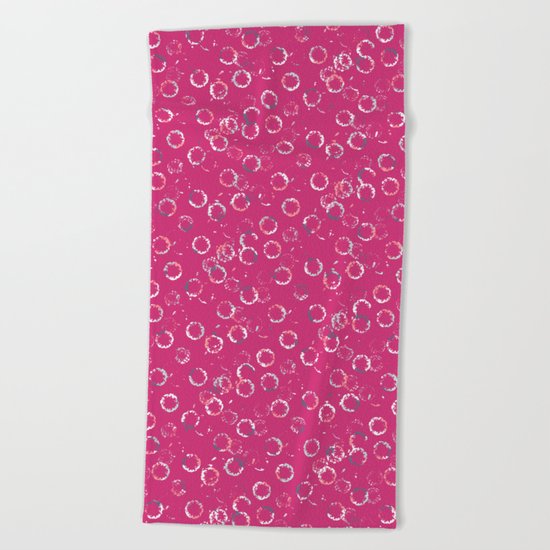 Polka Dots Stamps on Pink Yarrow Beach Towel