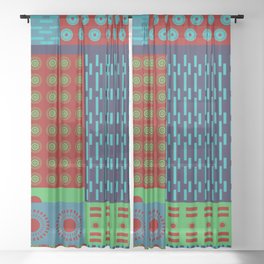 Japanese Style Colorful Patchwork Sheer Curtain