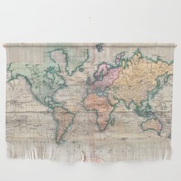 Vintage World Map 1801 Wall Hanging