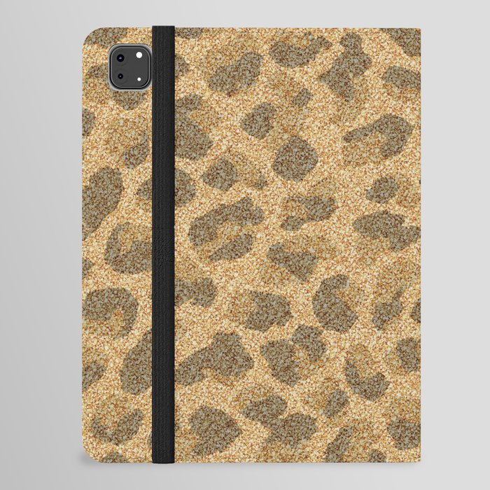 Leopard Print Glitter Gold iPad Folio Case
