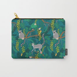 Lemurs in Teal Jungle Carry-All Pouch