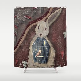 Chaising rabbit Shower Curtain