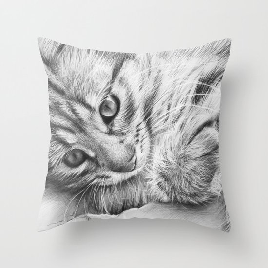 Cat Kitten Dawing Throw Pillow