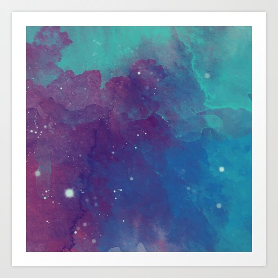 Watercolor night sky Art Print
