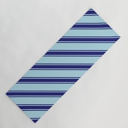 [ Thumbnail: Light Blue and Midnight Blue Colored Striped Pattern Yoga Mat ]