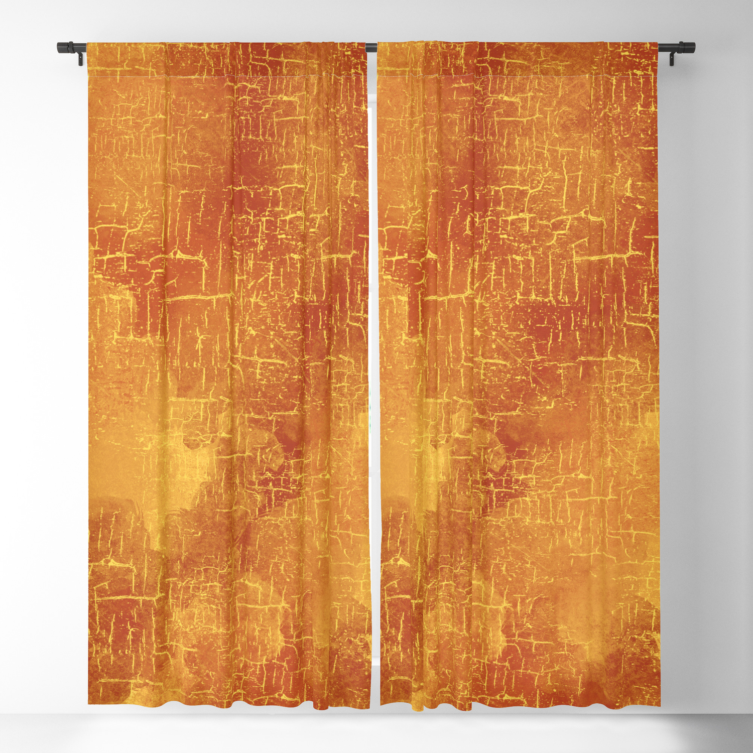 Abstract Grunge Art In Burnt Orange And Yellow Blackout Curtain By