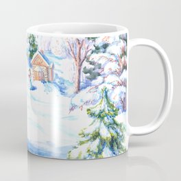 Sunny winter day Christmas tree holiday snowman fairy tale Coffee Mug