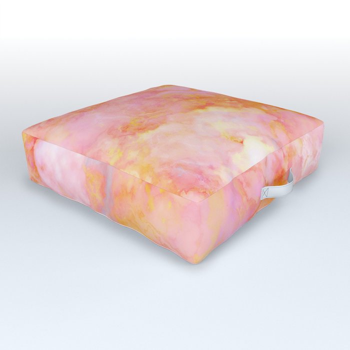 Rosé and Sunny Marble - pink, coral and orange Outdoor Floor Cushion