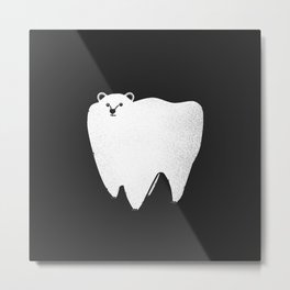 Molar Bear Metal Print | Curated, Funny, Cute, Bear, Illustration, Polarbear, Black and White, Tooth, Drawing, Pun 