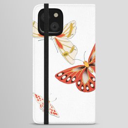 Vintage Japanese Painting Of Orange And Yellow Butterfly iPhone Wallet Case