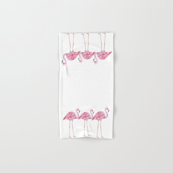 Flamingo - pink bird - animal on white background Hand & Bath Towel