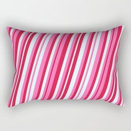 [ Thumbnail: Hot Pink, Crimson, and Light Cyan Colored Lines Pattern Rectangular Pillow ]