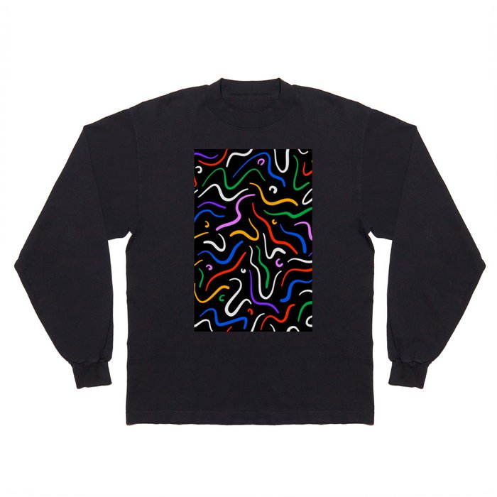 Colorful retro 90s memphis art pattern Long Sleeve T Shirt