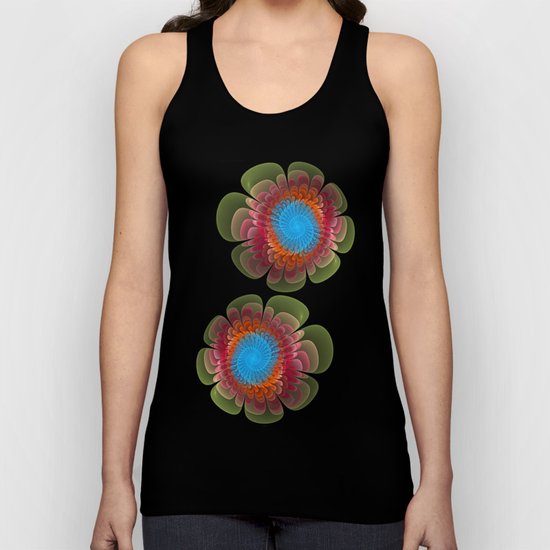 Colourful fantasy flower with a spiral heart Unisex Tank Top