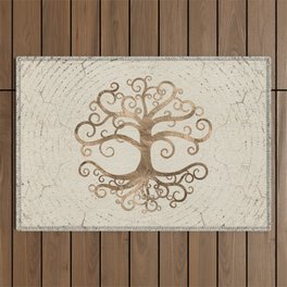 Tree of life Pastel Gold on Canvas Outdoor Rug