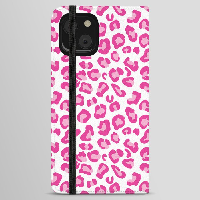 Leopard-Pinks on White iPhone Wallet Case