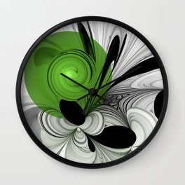 Abstract Black and White with Green Wall Clock