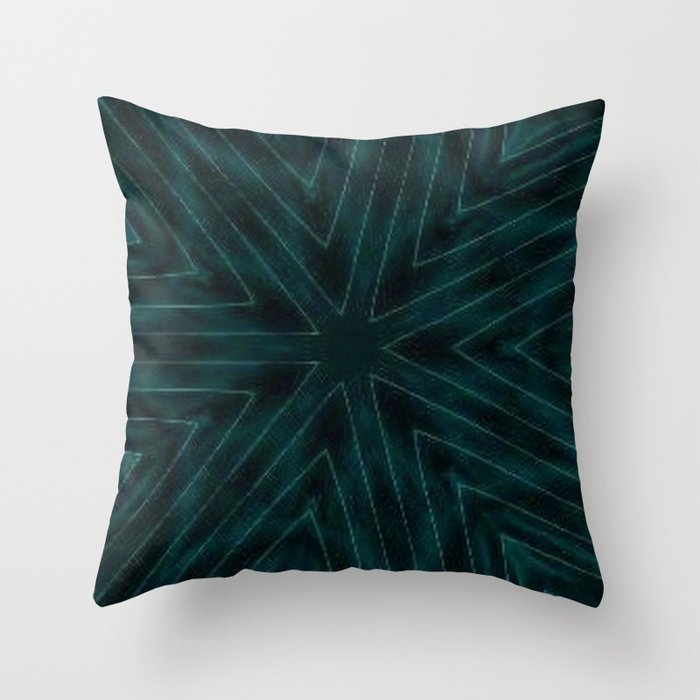 Teal Forest Green Snowflake Throw Pillow