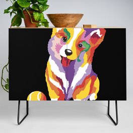 Colorful Corgi Dog Credenza