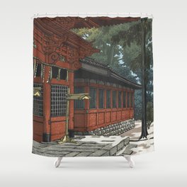 Hasui Kawase, Snow At Sanno Shrine - Vintage Japanese Ukiyo-e Woodblock Print Art Shower Curtain