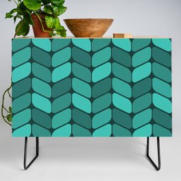 Vintage Diagonal Rectangles Teal Turquoise Credenza