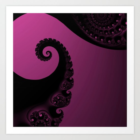 Pink and Black Fractal Art Print