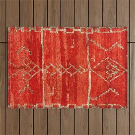 Vintage Red Moroccan Rug Print Outdoor Rug