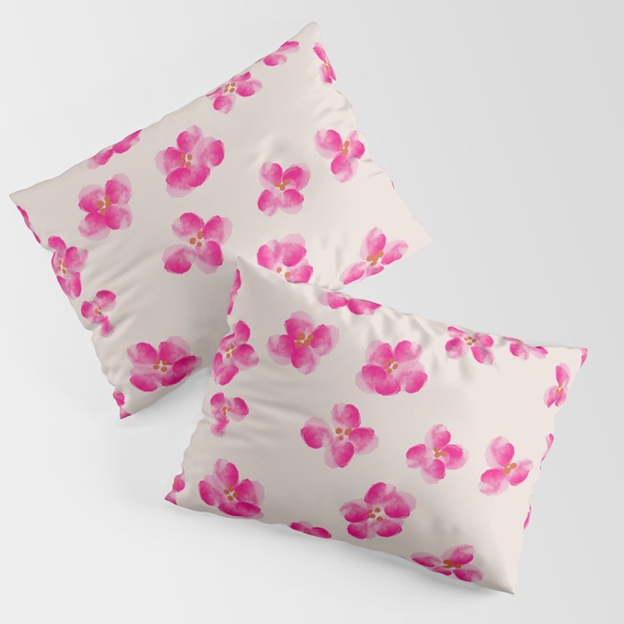 Fuchsia Pink Ditsy Floral Pattern Pillow Sham