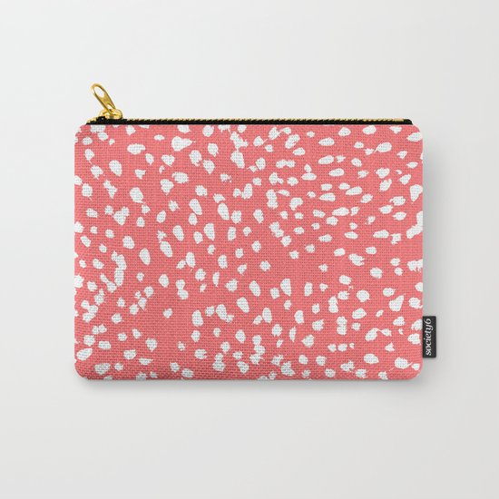 Claudia - abstract minimal coral dot polka dots painterly brushstrokes Carry-All Pouch
