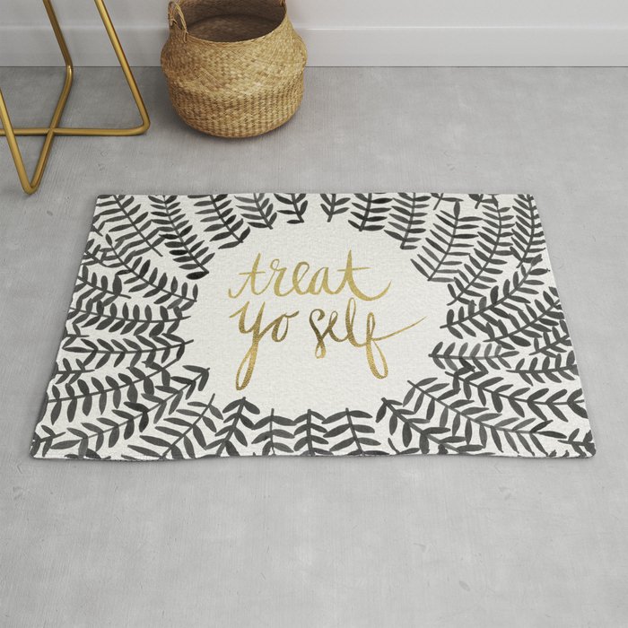 Treat Yo Self – Black & Gold Rug