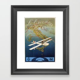 Vintage 1920s Island plane shuttle Italian travel Framed Art Print