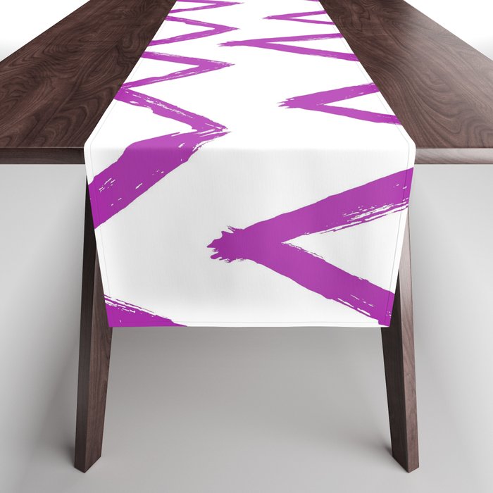 Hand-Drawn Zig Zag (Purple & White Pattern) Table Runner