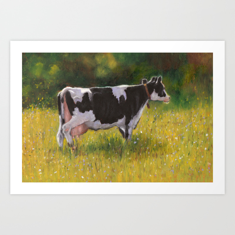 Bessie In The Pasture Holstein Cow Art Print By Joyart Society6