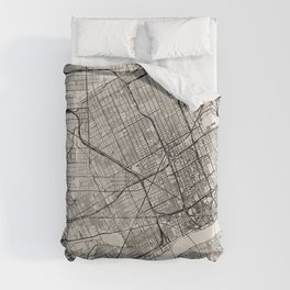 Detroit, Michigan - Black and White City Map - USA - Aesthetic Duvet Cover