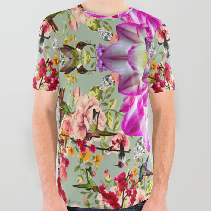 Floral Pattern All Over Graphic Tee